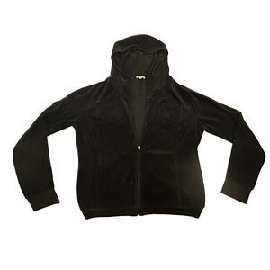 Juicy couture vintage black velour track jacket hoodie zip up  women large